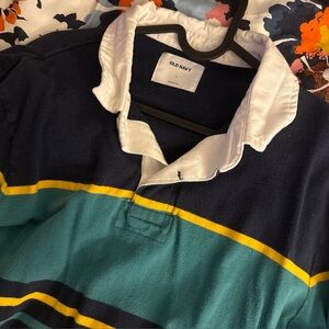 Old Navy Men's Polo Shirt - Navy and green